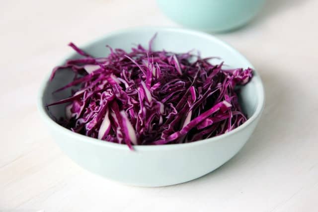 Raw red cabbage in a plate