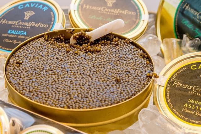A open jar with caviar
